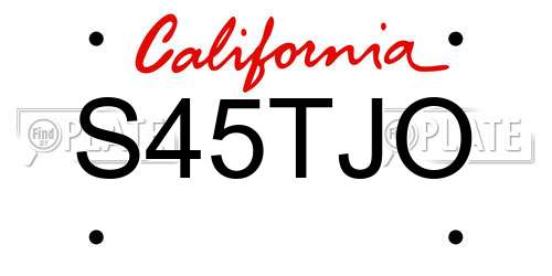 S45TJO California License Plate