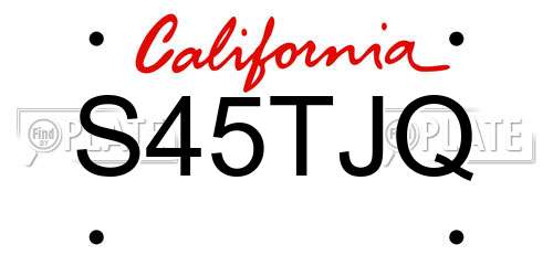S45TJQ California License Plate