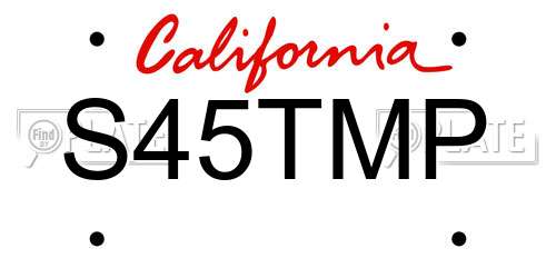 S45TMP California License Plate