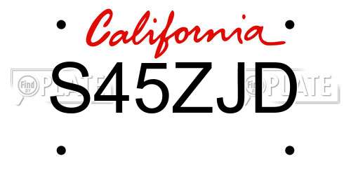 S45ZJD California License Plate