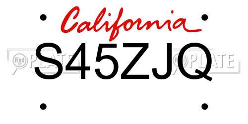 S45ZJQ California License Plate