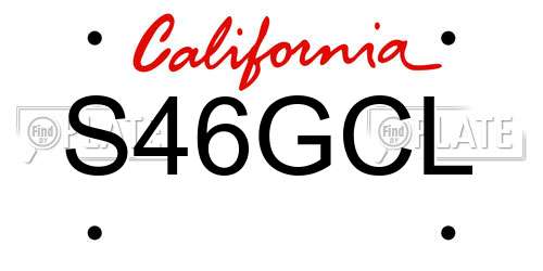 S46GCL California License Plate