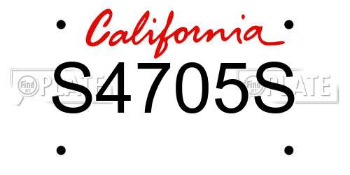 S4705S California License Plate