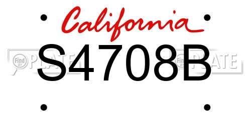 S4708B California License Plate