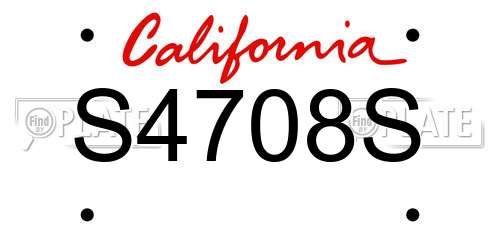 S4708S California License Plate