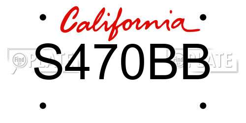 S470BB California License Plate