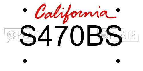 S470BS California License Plate