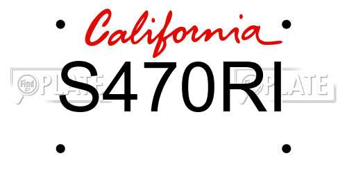S470RI California License Plate