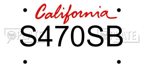 S470SB California License Plate