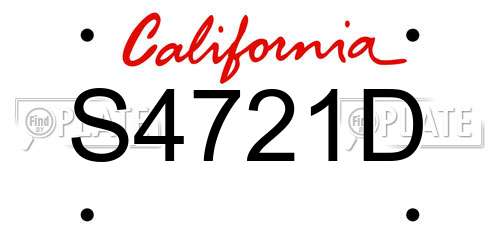 S4721D California License Plate