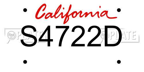 S4722D California License Plate