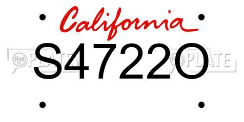 S4722O California License Plate