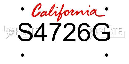 S4726G California License Plate