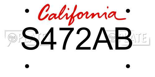 S472AB California License Plate