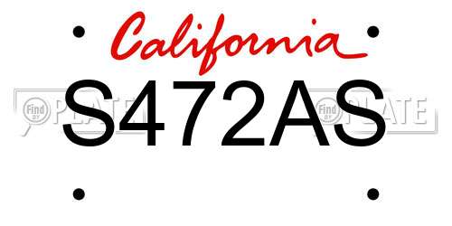 S472AS California License Plate