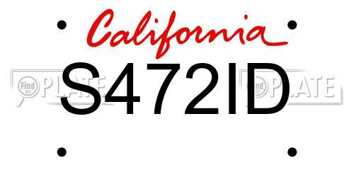 S472ID California License Plate