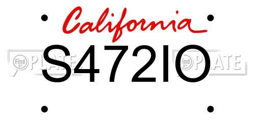 S472IO California License Plate