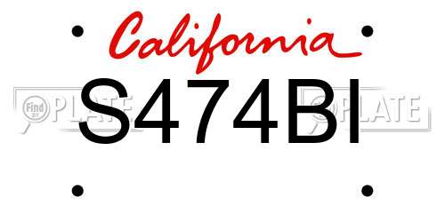 S474BI California License Plate