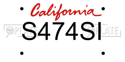 S474SI California License Plate
