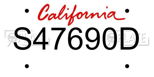 S47690D California License Plate