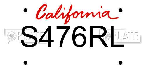 S476RL California License Plate