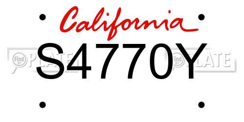 S4770Y California License Plate