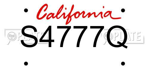 S4777Q California License Plate