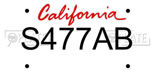 S477AB California License Plate