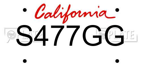 S477GG California License Plate