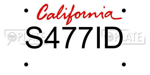 S477ID California License Plate