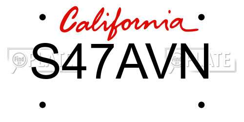 S47AVN California License Plate