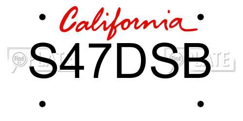 S47DSB California License Plate