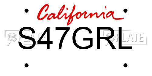 S47GRL California License Plate