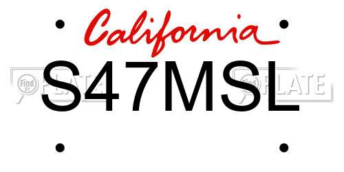 S47MSL California License Plate