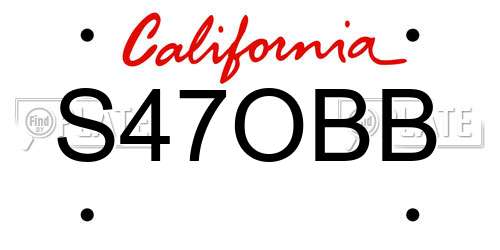 S47OBB California License Plate
