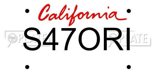 S47ORI California License Plate