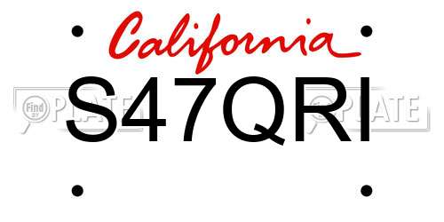 S47QRI California License Plate