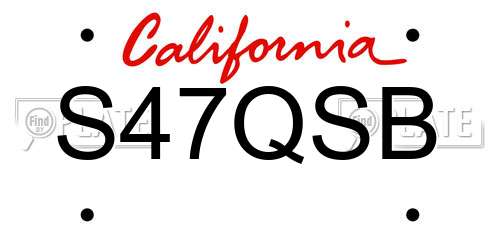 S47QSB California License Plate