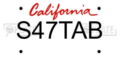 S47TAB California License Plate