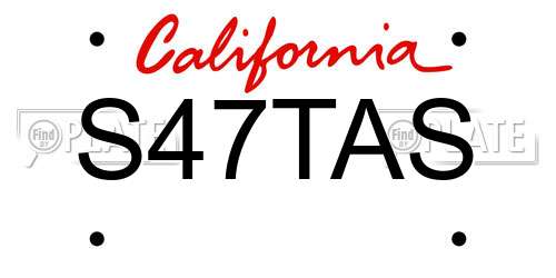 S47TAS California License Plate