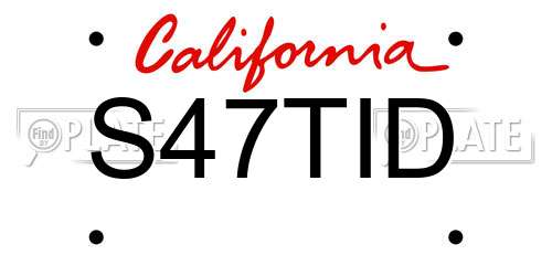 S47TID California License Plate