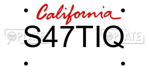S47TIQ California License Plate