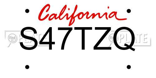 S47TZQ California License Plate