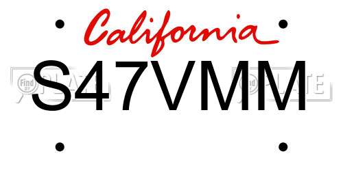 S47VMM California License Plate