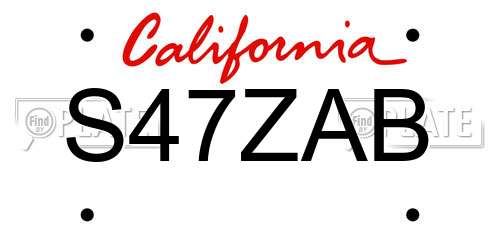 S47ZAB California License Plate