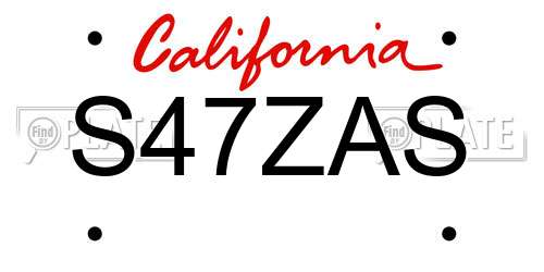 S47ZAS California License Plate