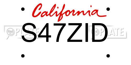 S47ZID California License Plate