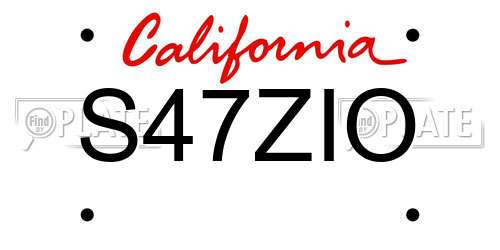 S47ZIO California License Plate