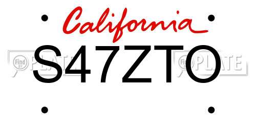 S47ZTO California License Plate