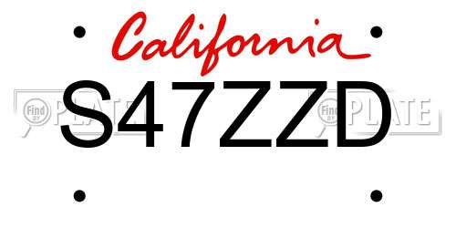S47ZZD California License Plate